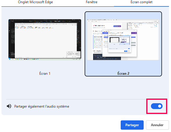 Illustration du partage d'audio système
